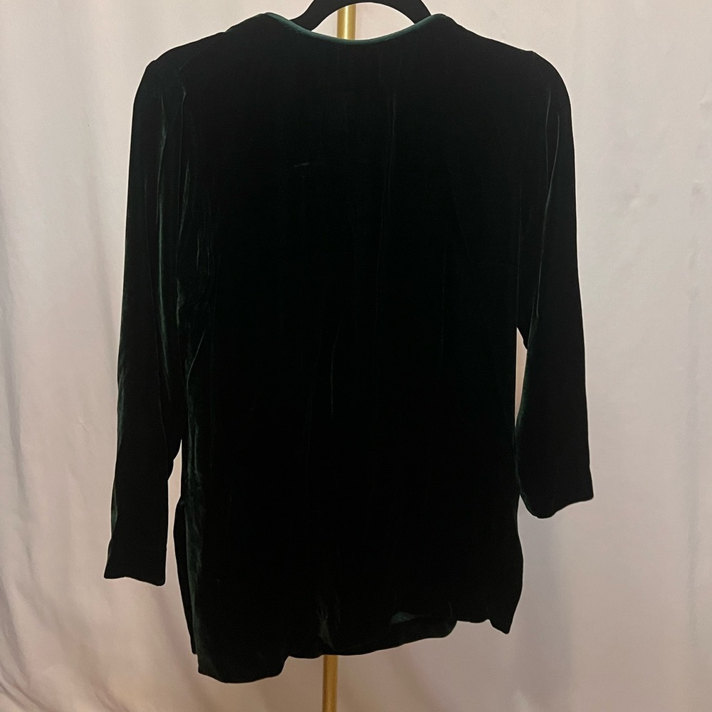 Out of the Blue deep green vintage blouse vintage size XS pit to pit 18”